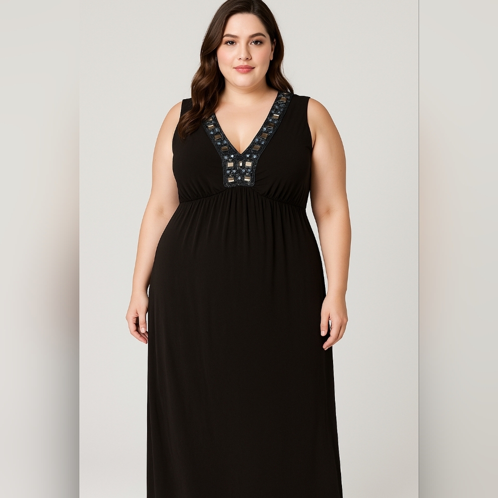 Alex & Eve Brown Embroidered‎ Stone/Sequin Dress size 12